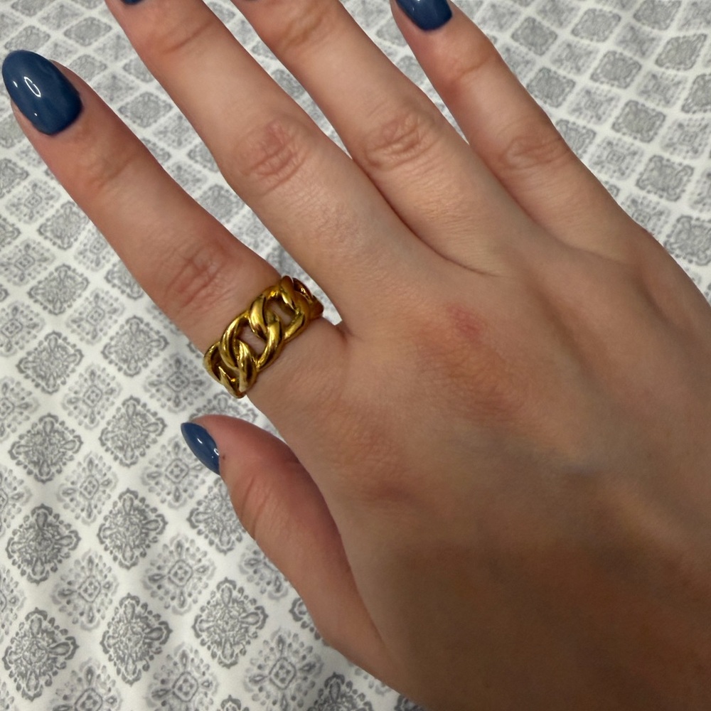 Stainless Steel Gold Chain Link Ring